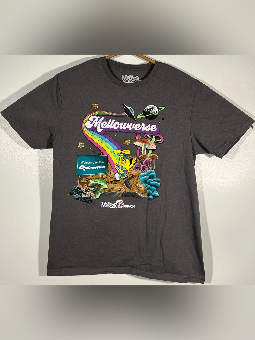 Mellow Mushroom Mellowverse Psychedelic landscape Trippy T-Shirt Mens Sz M